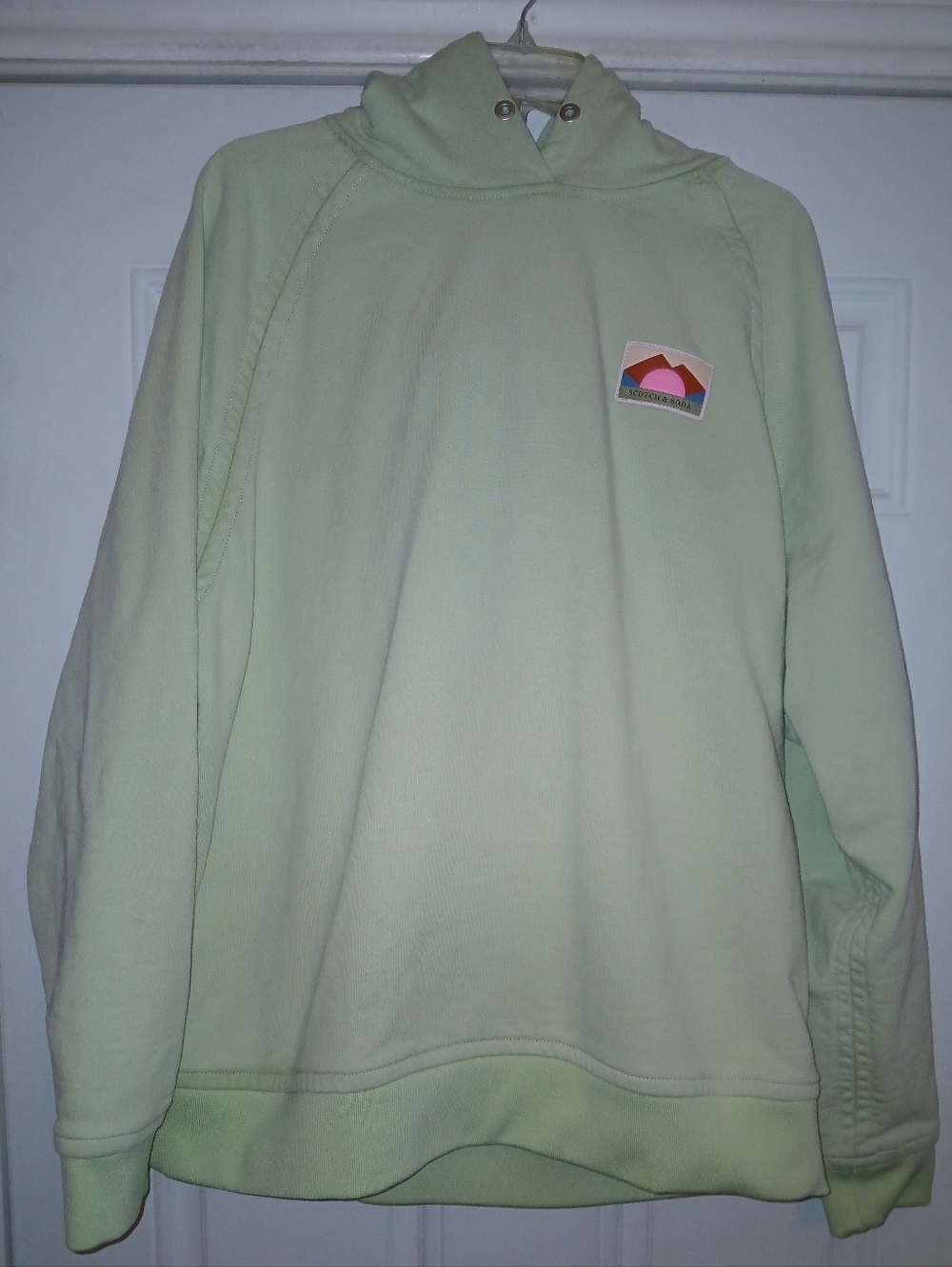 Scotch & Soda Light Green Hooded Sweatshirt with Multicolor Chest Patch